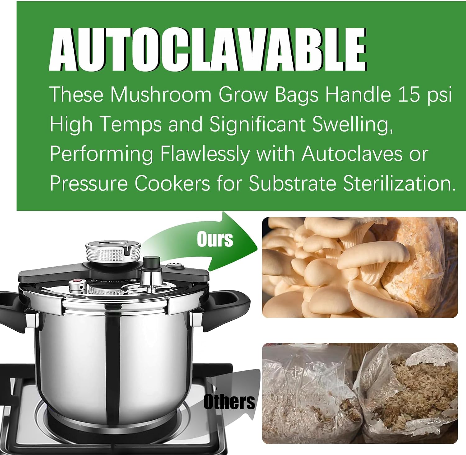 Mushroom Grow Bags, 50 Pack Mushroom Spawn Bags, 5" x 4" x 20", 6 Mil Thick Durable,Tear Resistant, 0.2 Micron