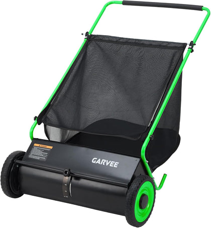 Push Lawn Sweeper, 26 in Leaf & Grass Collector with 7 cu. ft. Hopper Bag, Heavy Duty Yard Sweeper with Clear Dust