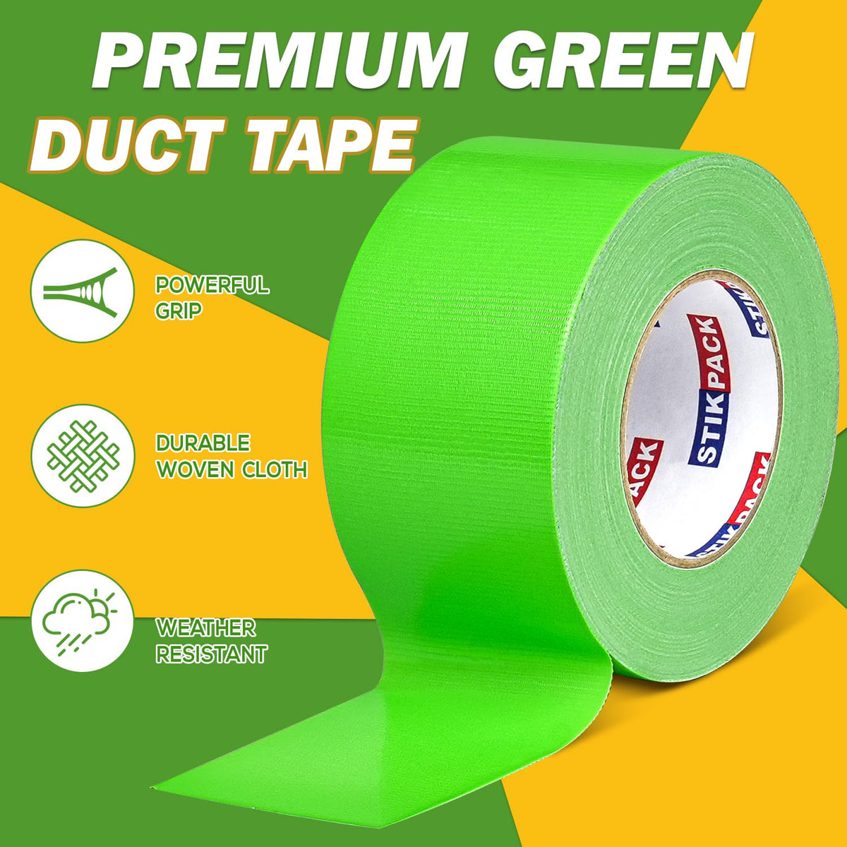 3'' Wide Green Duct Tape Heavy Duty 3 Inches x 55 Yard, 1 Roll
