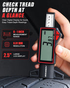 GODESON Digital Tire Tread Depth Gauge, 2.5" Large LCD Display, 0–1" Range
