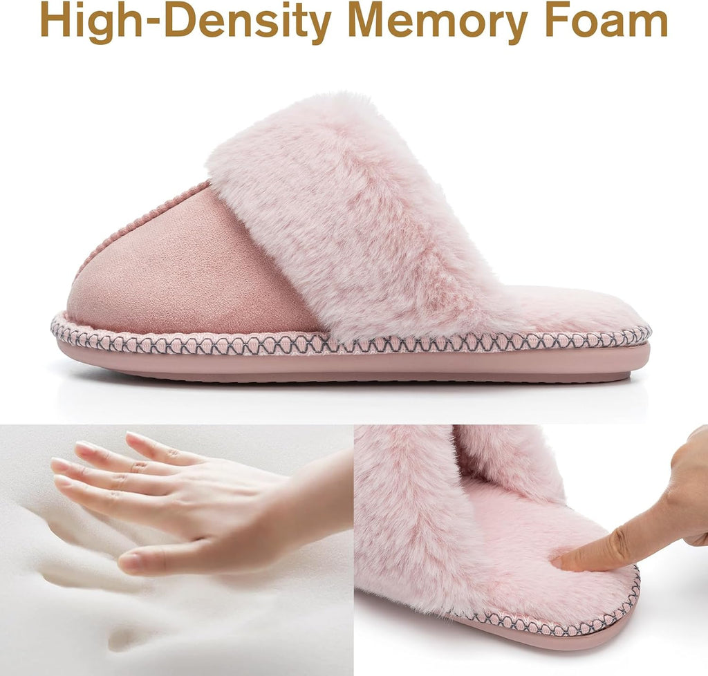 Fuzzy Slippers for Women Memory Foam House Shoes Warm Gifts | Fluffy Slippers,Cozy,Faux Fur,Anti-Skid,Soft,House