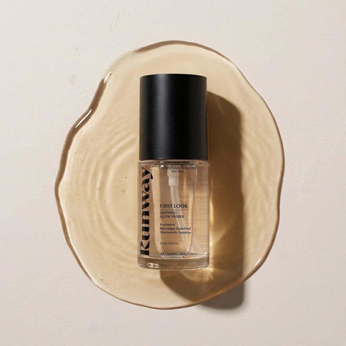 FIRST LOOK Gripping Glow Makeup Primer - Skin Care Face Serum with Freshwater Microalgae, Niacinamide, Squalane