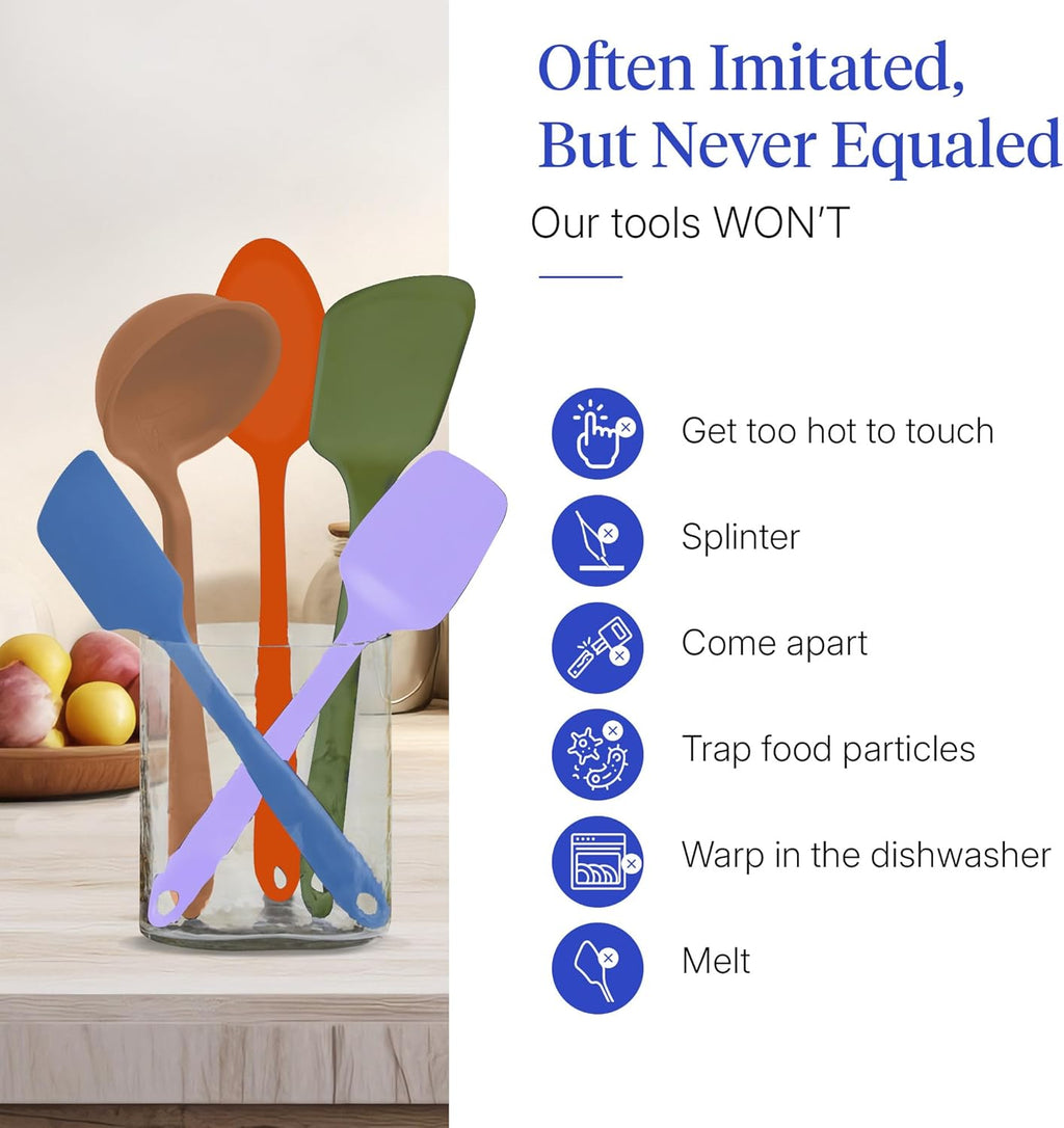 : Get It Right 5 Piece Silicone Ultimate Kitchen Utensils Set - Ladle, Spatula, Flip, Spoon & Spoonula - Non-Toxic