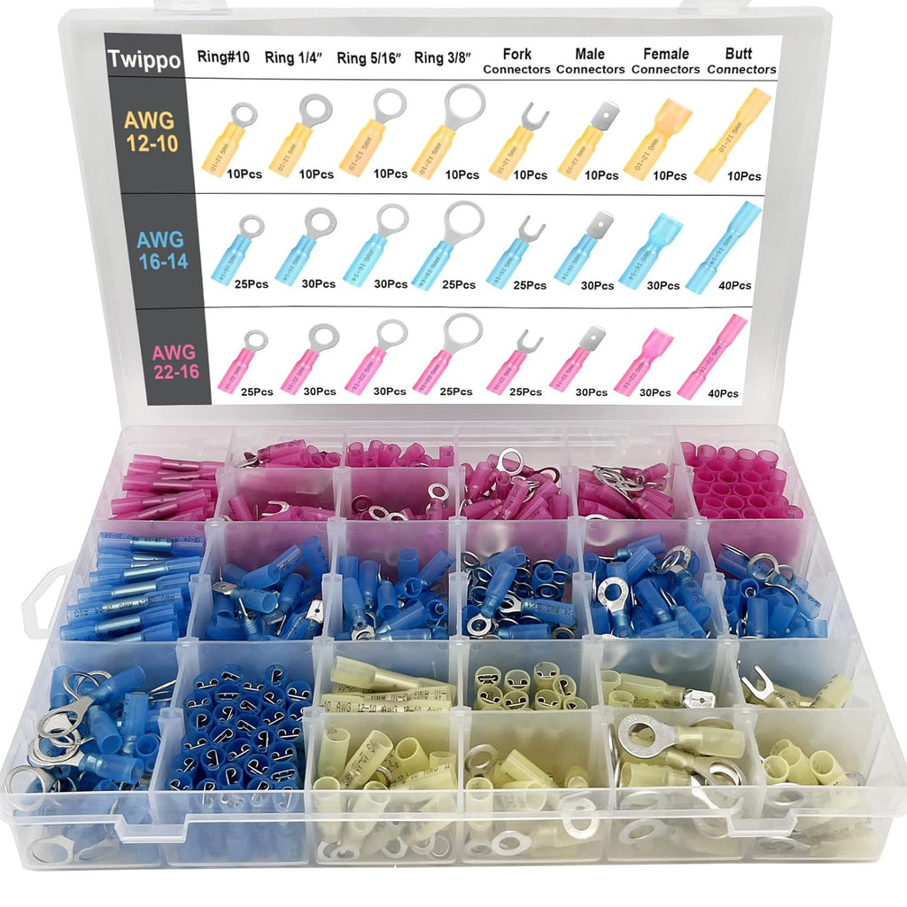 550Pcs Electrical Waterproof Heat Shrink Wire Connector Terminal Kit