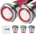 15Amp momentary Push Button Switch，22mm(0.866") 12V-24V Push Button Switch AC/DC IP67 Waterproof LED Angel Eye Light On and Off with Wire Socket