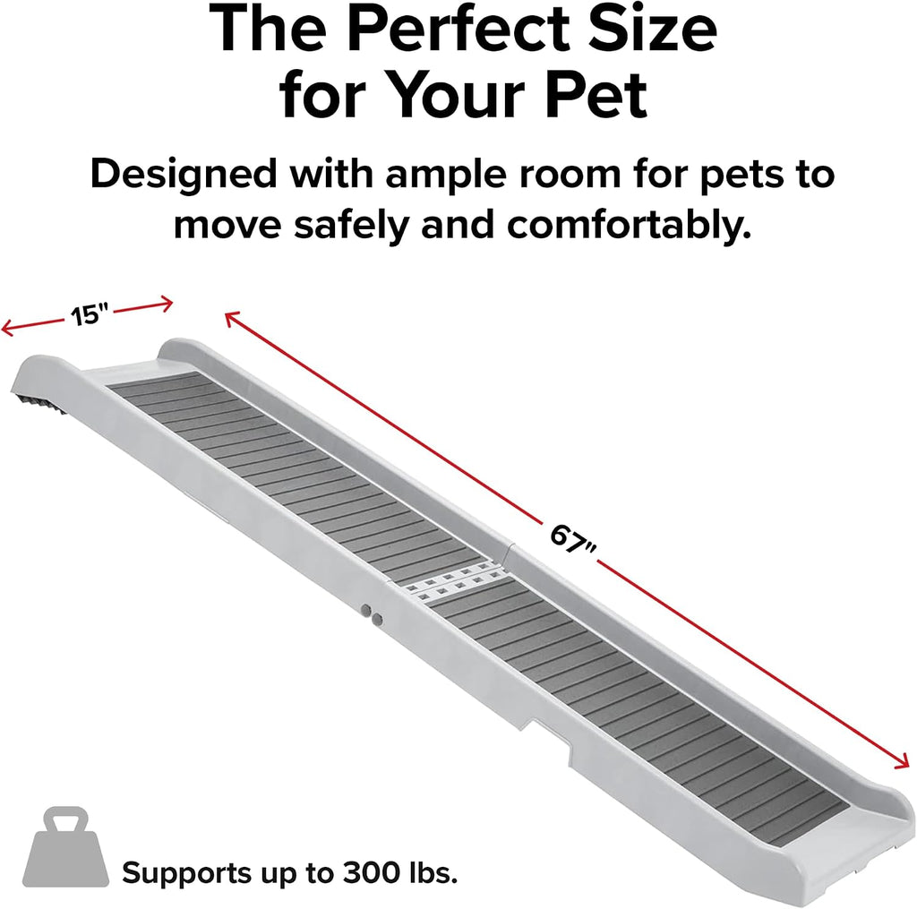 PetRamp - Non-Slip, Portable Dog Ramp for Large Dogs to 300 Pounds, 67" x 15" - Traction Grip Ramp, Easy Access for