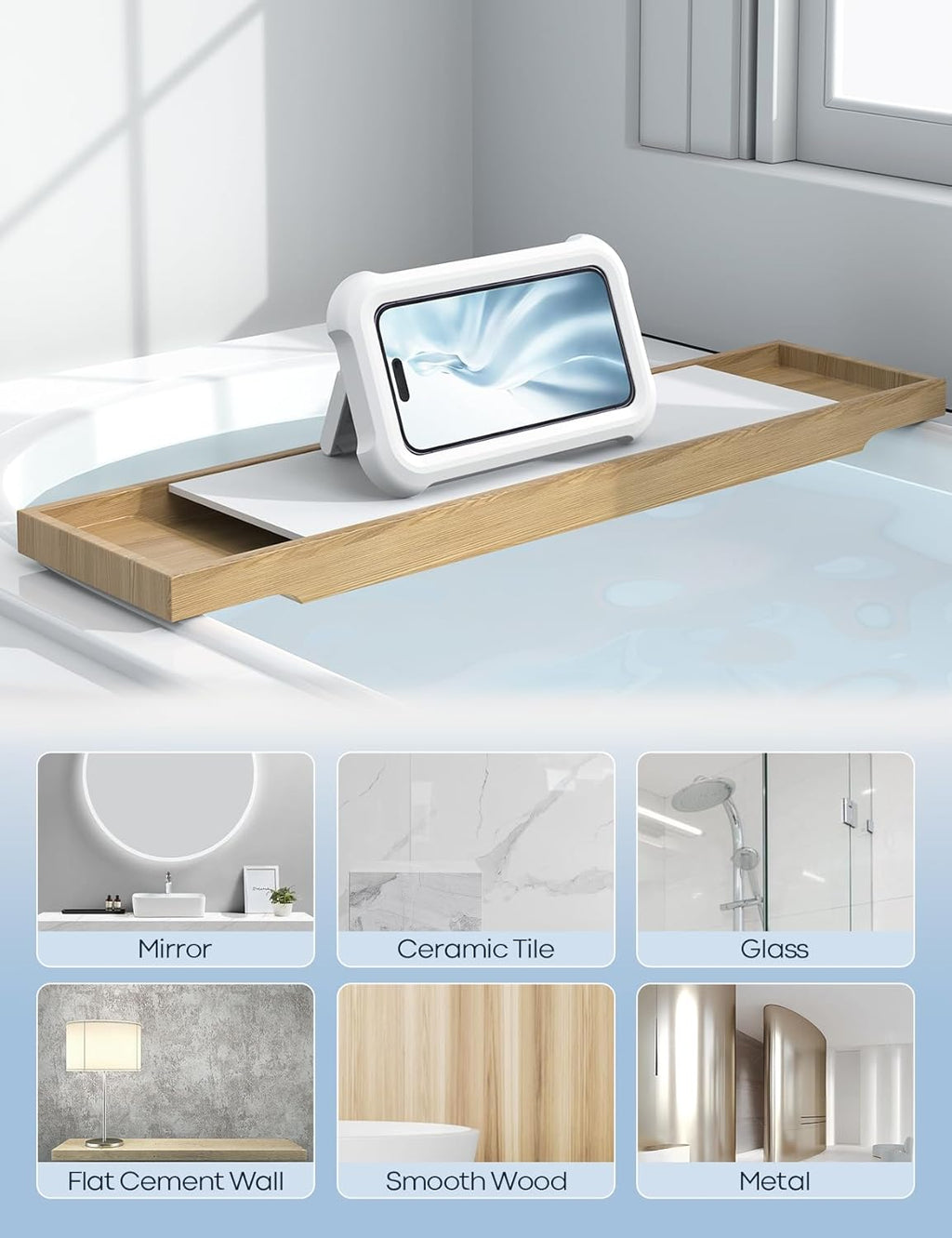 Shower Phone Holder Waterproof - 480° Rotatable Retractable Adjustable Shower iPhone Case Holder, Bathroom Wall Phone
