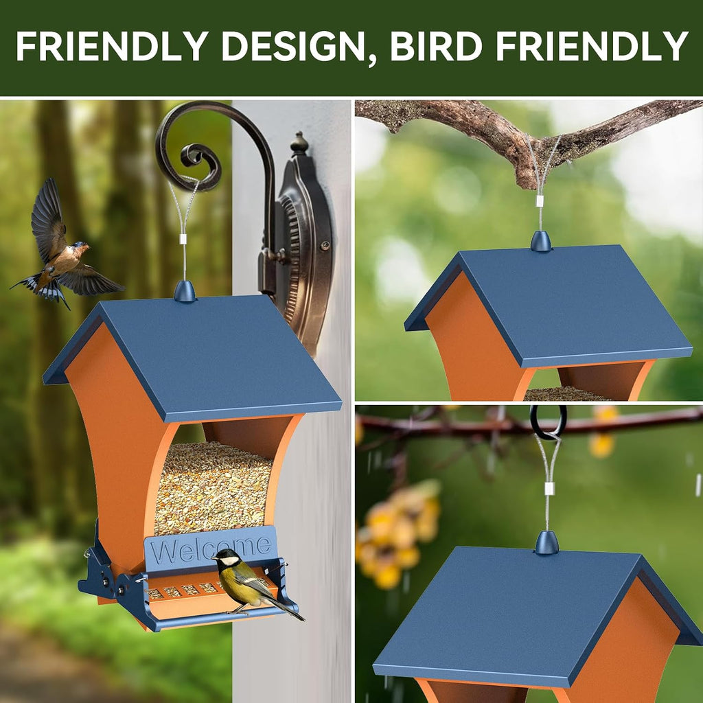 Squirrel Proof Bird Feeders for Outdoors, 5LB Metal Hanging Feeders, Large Wild Feeders for Cardinals, Chickadees
