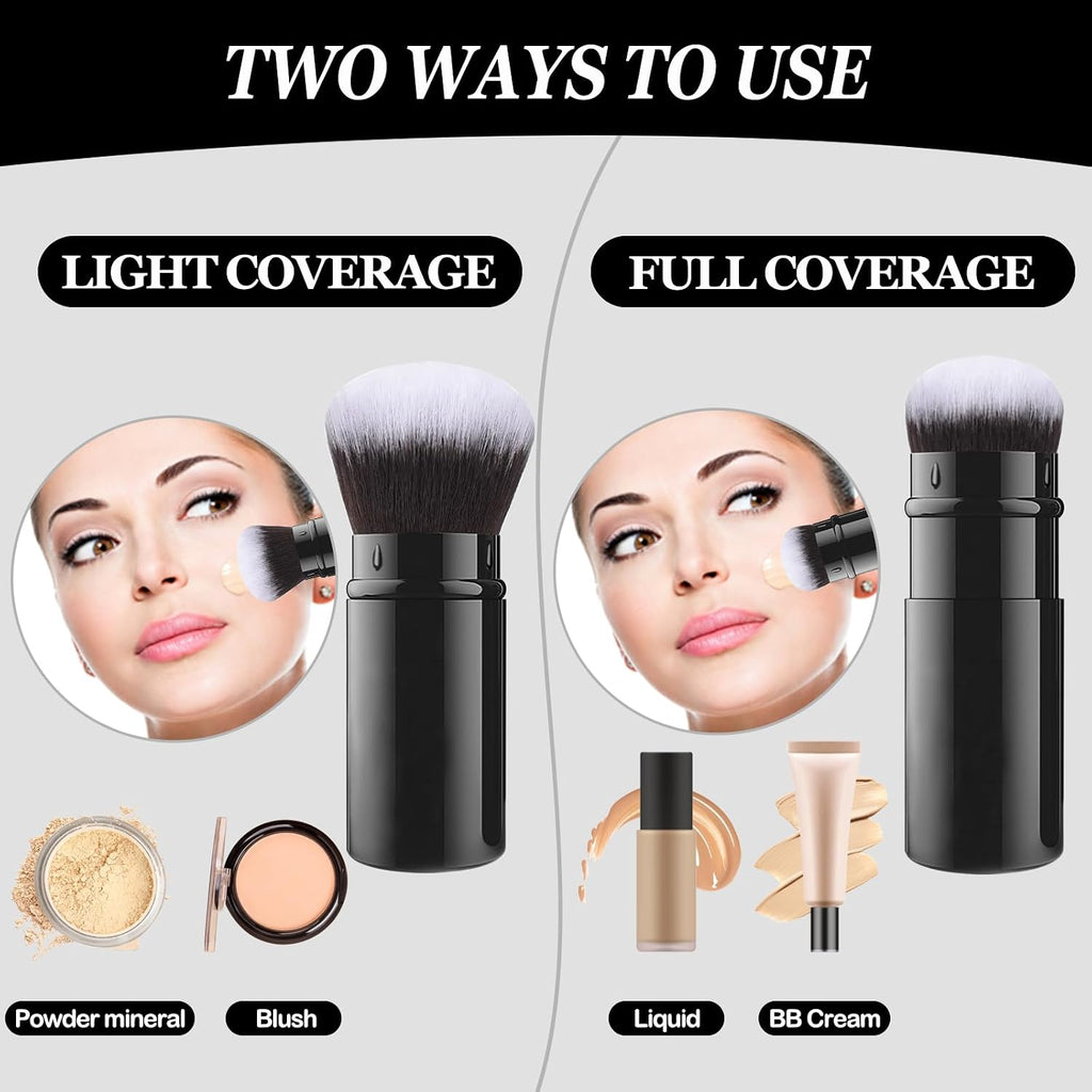 Retractable Kabuki Brush, Travel Powder Face Makeup Brushes