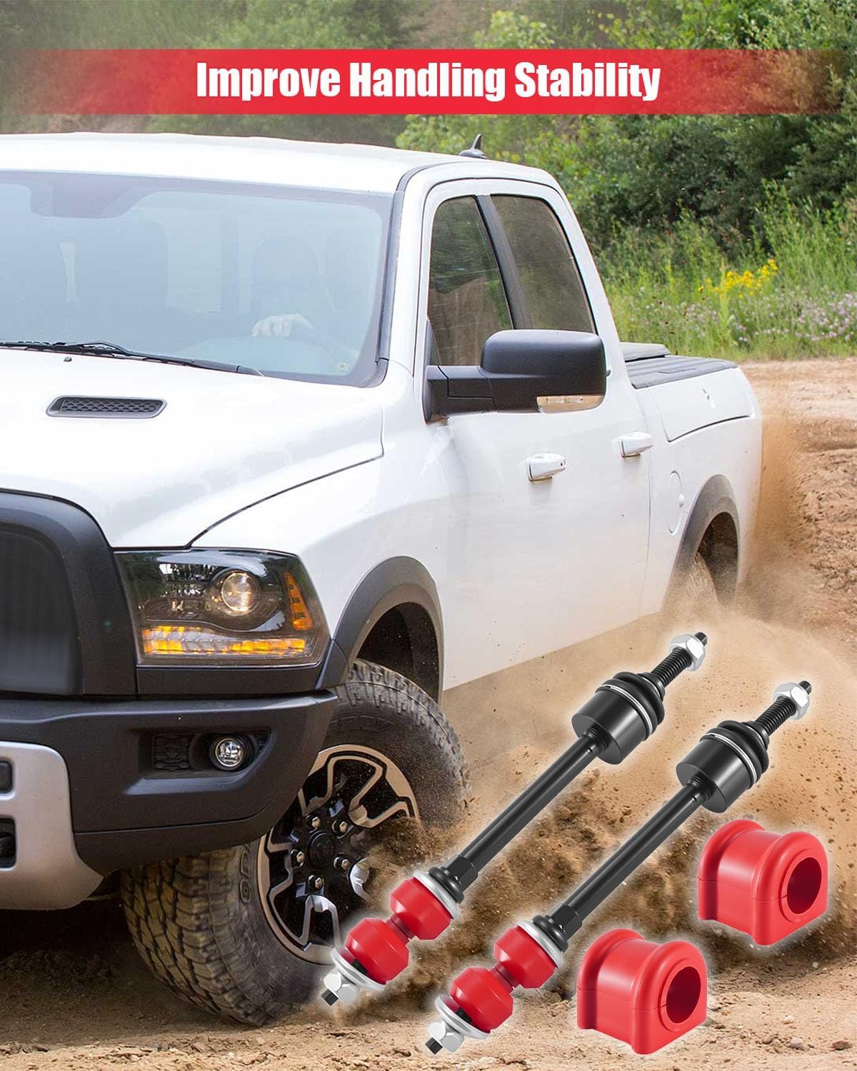 Front Sway Bar Link and Bushing Kit Fit for Ram Classic 1500 4WD 2006-2024