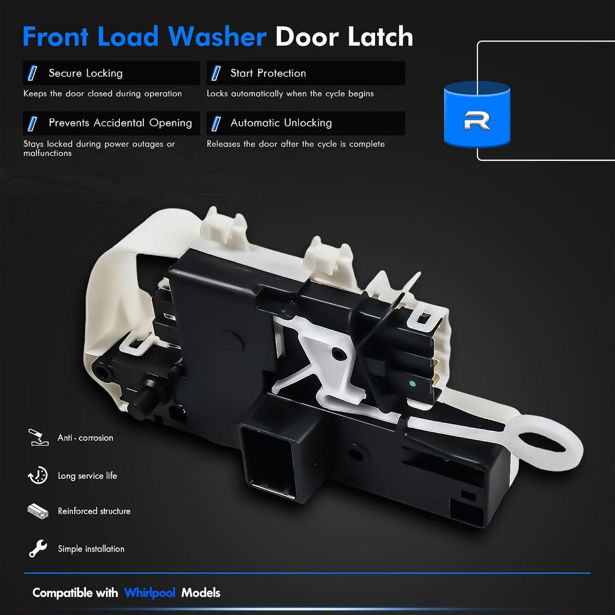 WPW10253483 Front Load Washer Door Latch Assembly Compatible with Whirlpool