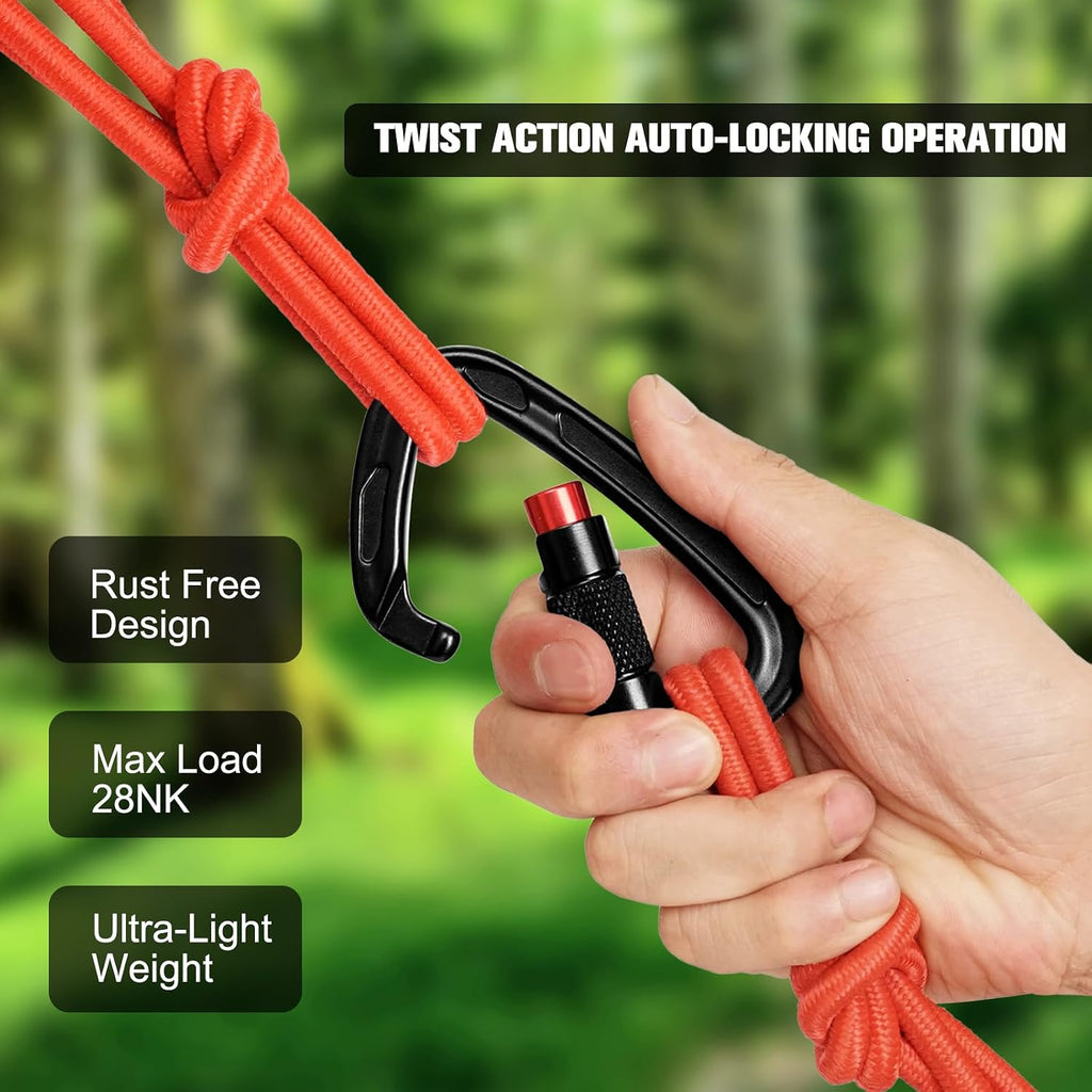 Auto Locking Carabiner Clips - 28KN (6172lbs) Heavy Duty Caribeaners, Large Carabiner Clip for