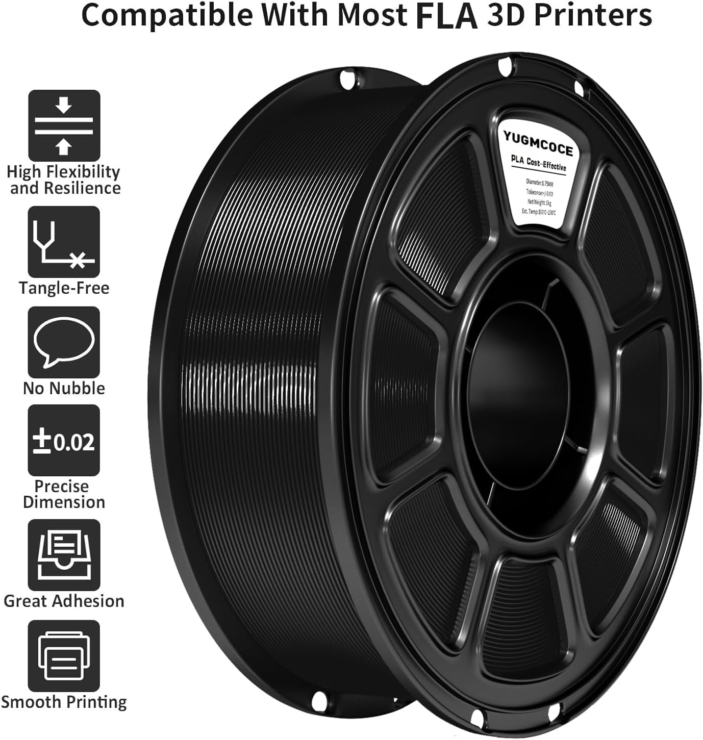 Silk PLA Filament 1.75mm,3D Printer Filament with a Metallic Glossy Finish, Dimensional Accuracy +/- 0.02 mm, 1kg