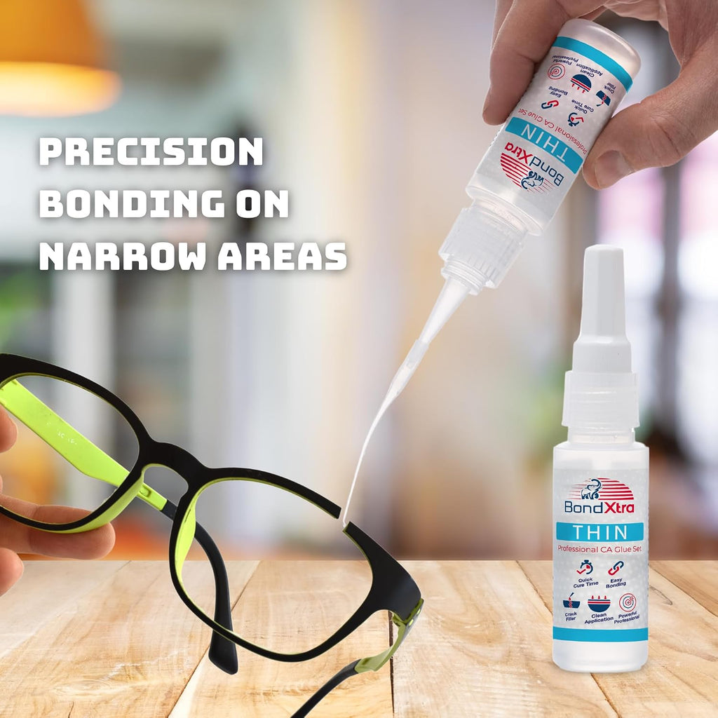 Thin Viscosity 8 oz. Premium CA Glue for Woodworking with Extra Bottles, Caps and Microtips, Super Glue Kit for