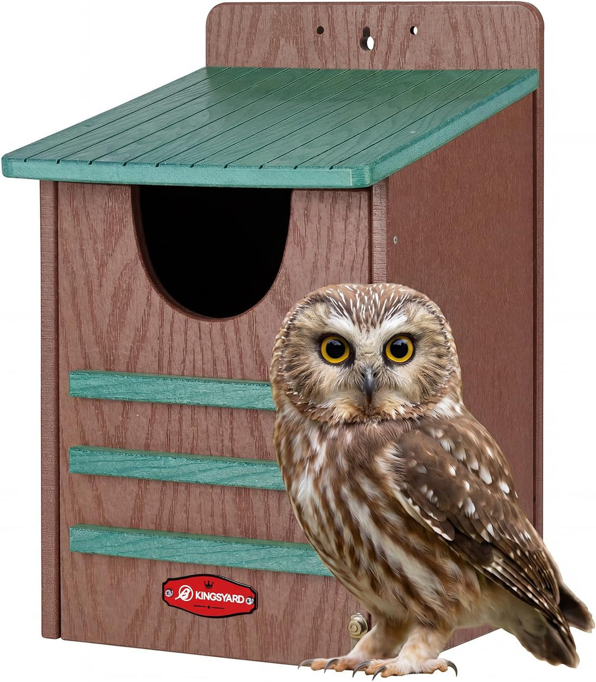 Large Recycled Plastic Wooden Owl House, Waterproof Screech Owl Bird Boxes for Outside, Owl Nesting Box Kit with