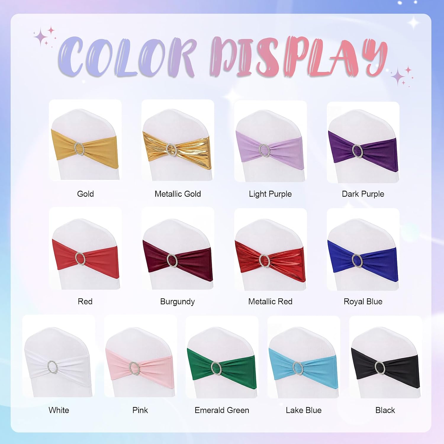 Spandex Chair Sashes 20Pcs Chair Bows for Weddings Parties Holiday Celebrations and Event Decorations(Light Purple)
