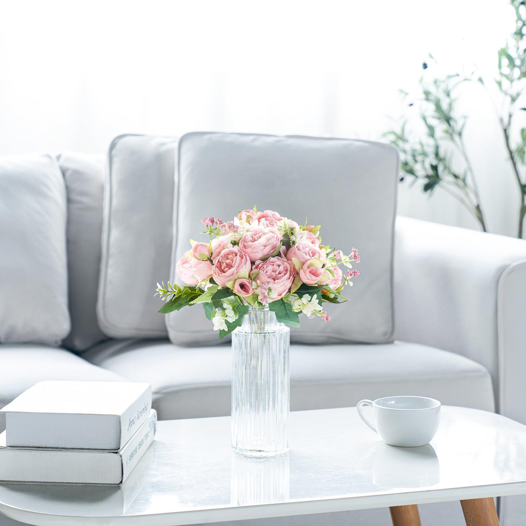 Peonies Artificial Flowers, Silk Pink Fake Flowers Bouquet 2 Pack