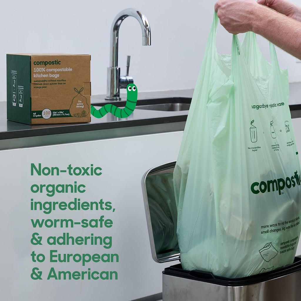 Compostable Small Trash Bags 2.6 Gallon for Bathroom, 200 Ct