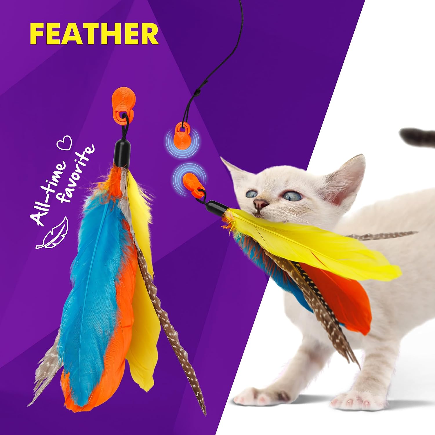 Snatch Pack - 5 Magnetic Attachments for The Snatch Magnetic Wand Toy - Catnip Mouse, Rattle Snake, Crinkle Fish