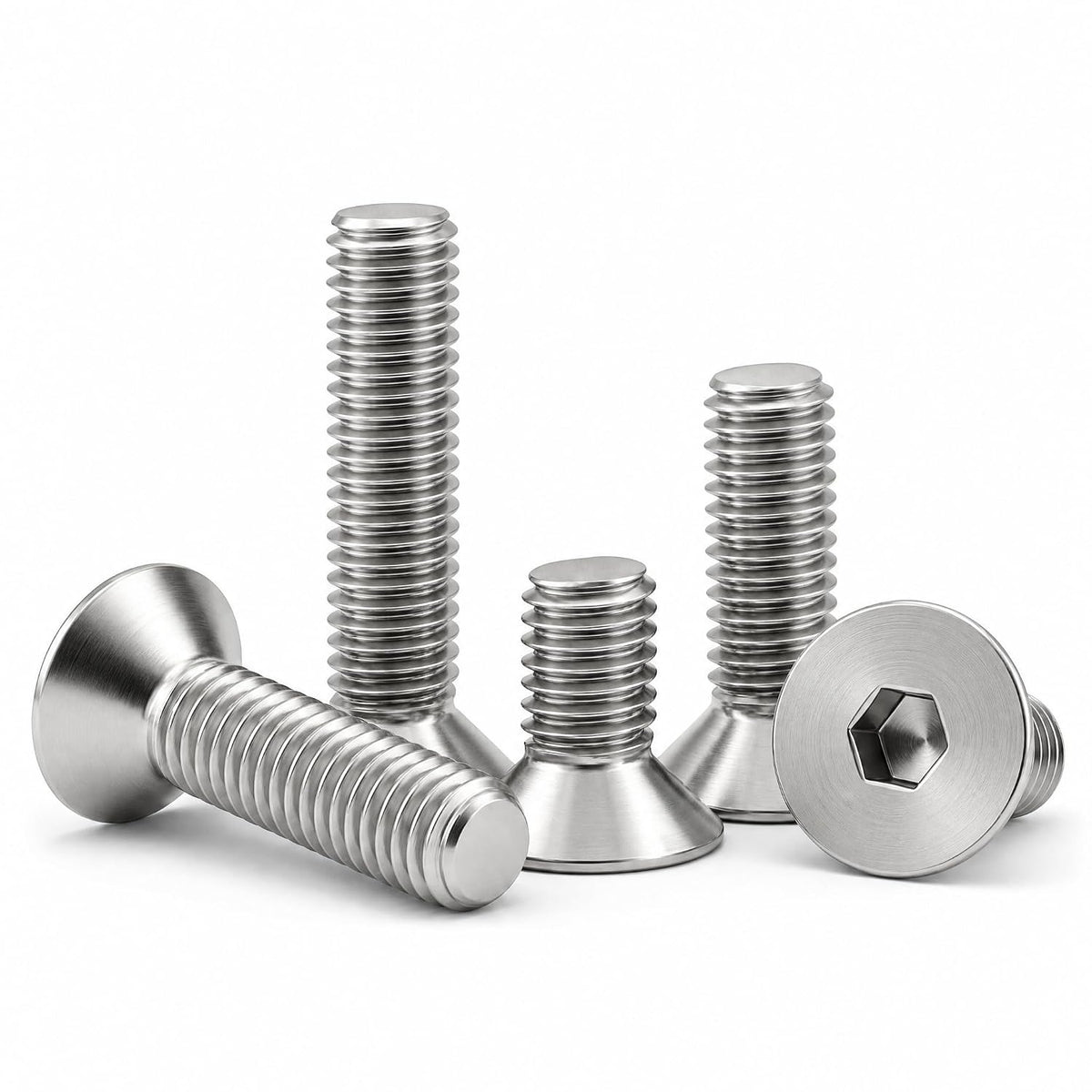 M4 x 16mm (50 Pack) Flat Head Socket Cap Screws Countersunk Allen Bolts, 304 Stainless Steel 18-8, Fully Machine Thread, Bright Finish