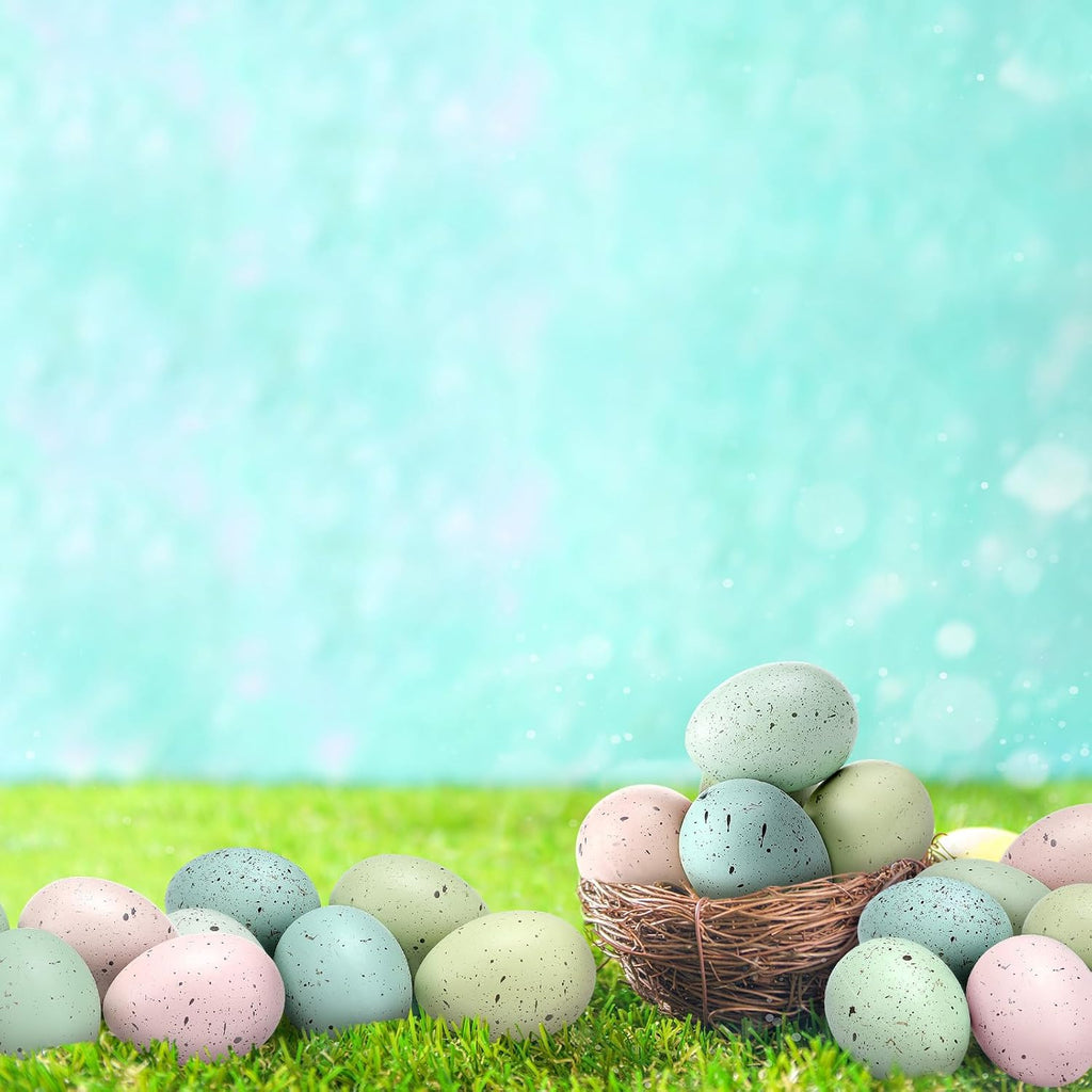 16 Pcs Easter Speckled Eggs 2.4 Inch Plastic Speckled Eggs Bowl, Vase Filler for DIY Spring Displays and Easter