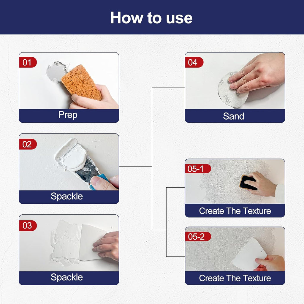 8.6Oz Drywall Patch Repair Kit – Professional All-in-1 Tool Set | Includes Scrapers, Putty Knife, Texture Sponge