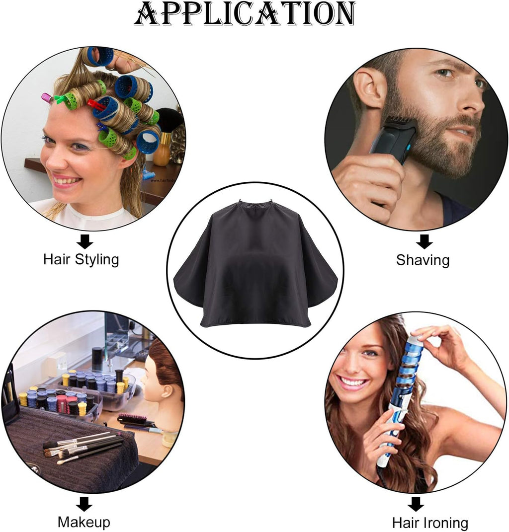 Black Makeup Cape Shorty Styling Cape Hairdressing Shampoo Cape | Water & Chemical Resistant,Shortie Makeover Bib for