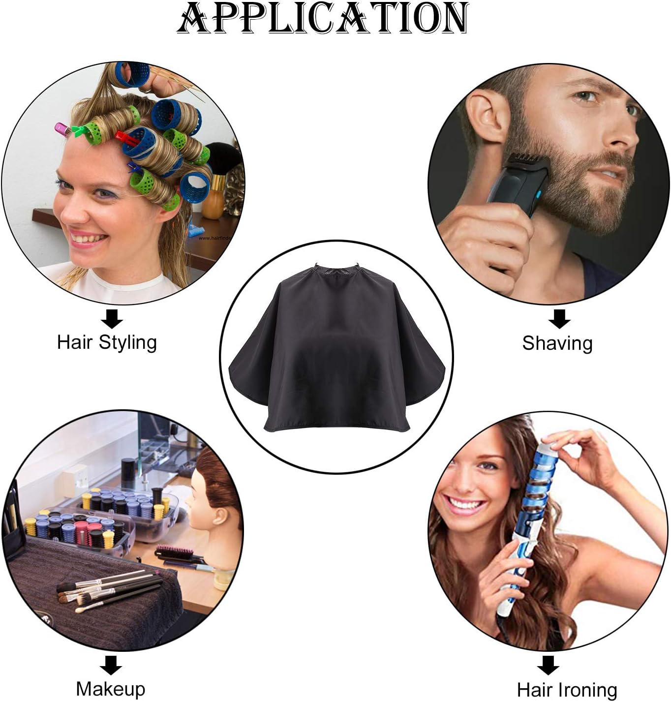 Black Makeup Cape Shorty Styling Cape Hairdressing Shampoo Cape | Water & Chemical Resistant,Shortie Makeover Bib for