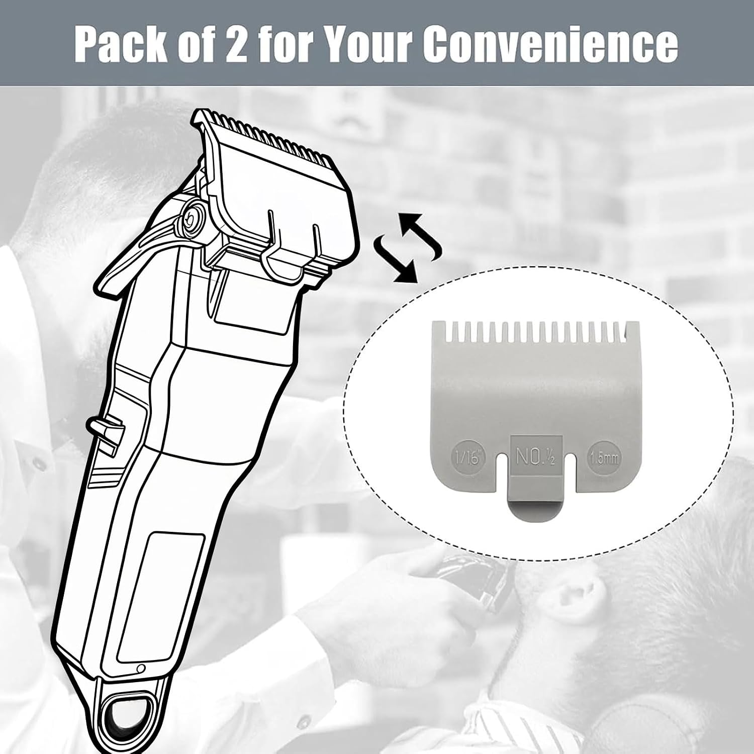 Guard Replacement 1/16" for Wahl Clipper Guards Set Hair Clipper & Trimmer | Clipper Guide Comb #1/2-1/16" (1.5mm)
