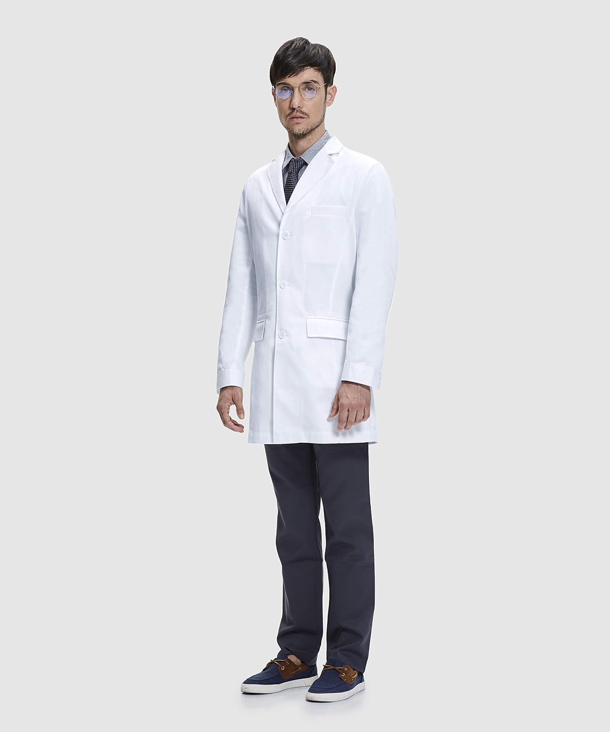 Men’s Lab Coat – White Medical Coat, Slim Tailored Fit, Consultation Length 36”, OEKO-TEX Certified