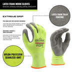 12 Pack Safety Performance Series Construction Mechanics Work Gloves (Green - Grey Palm, M (Pack of 12))