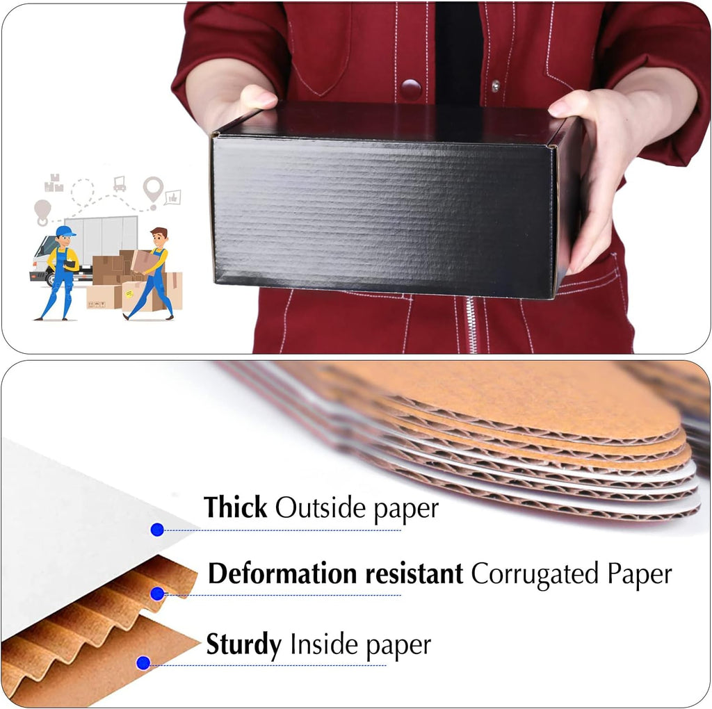 9x6x4 Black Cardboard Boxes - 30 Pack Shipping Boxes for Small Business Mailing, Corrugated Packaging