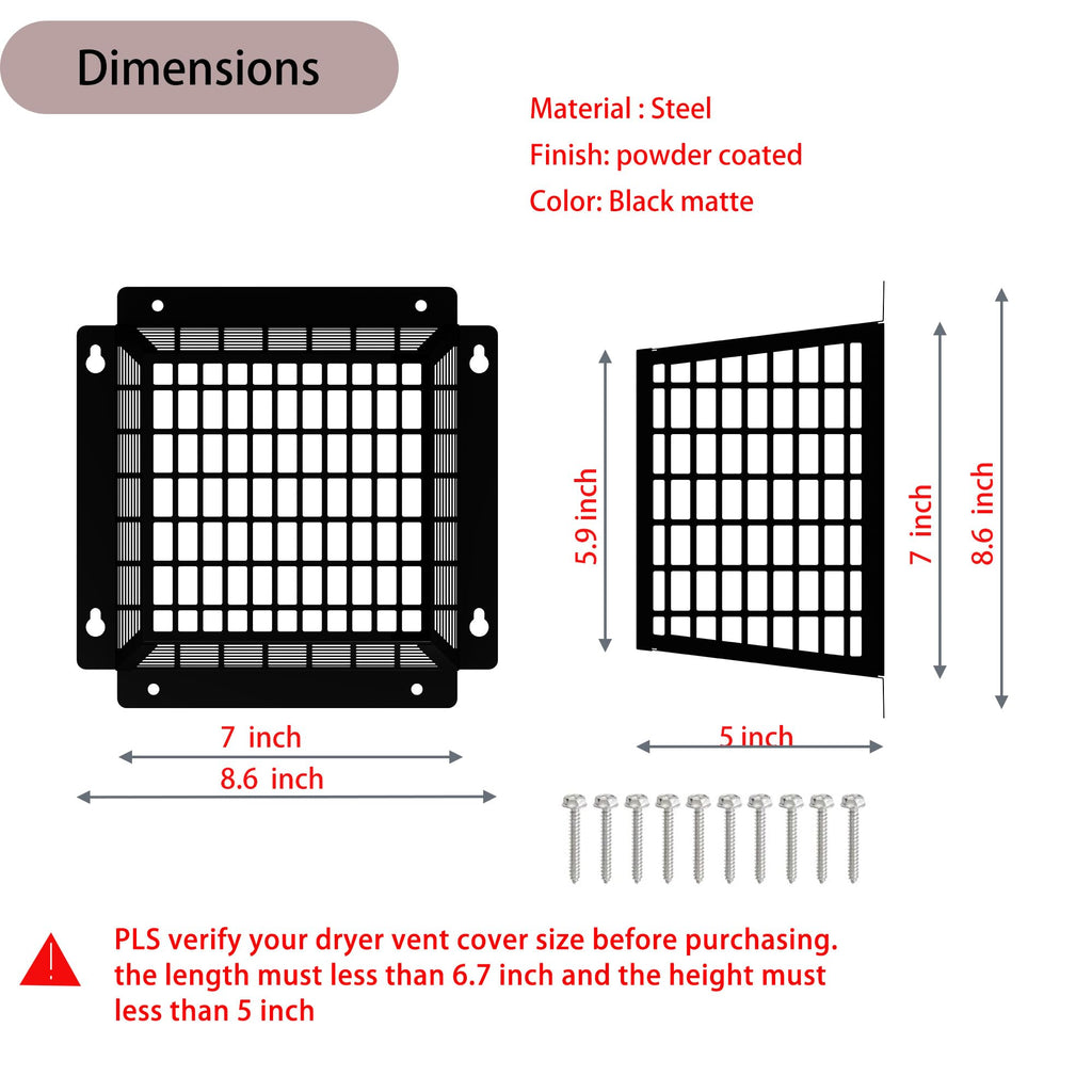 Bird Guard for Dryer Vent Cover Outside 4” Steel Rust Resistant 2 Pack