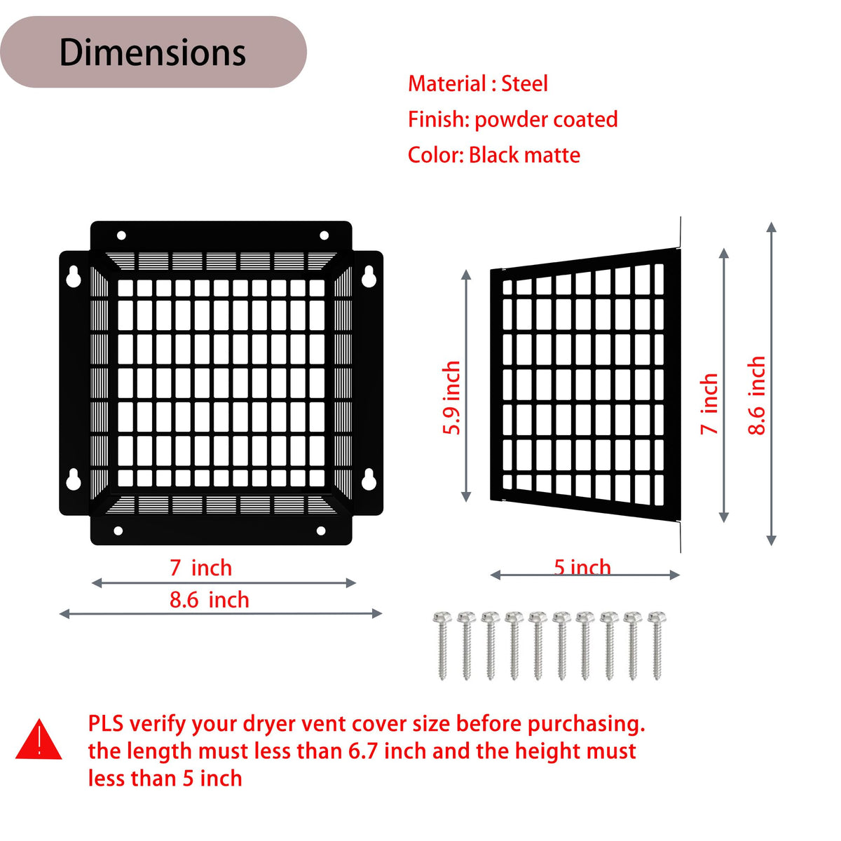 Bird Guard for Dryer Vent Cover Outside 4” Steel Rust Resistant 2 Pack