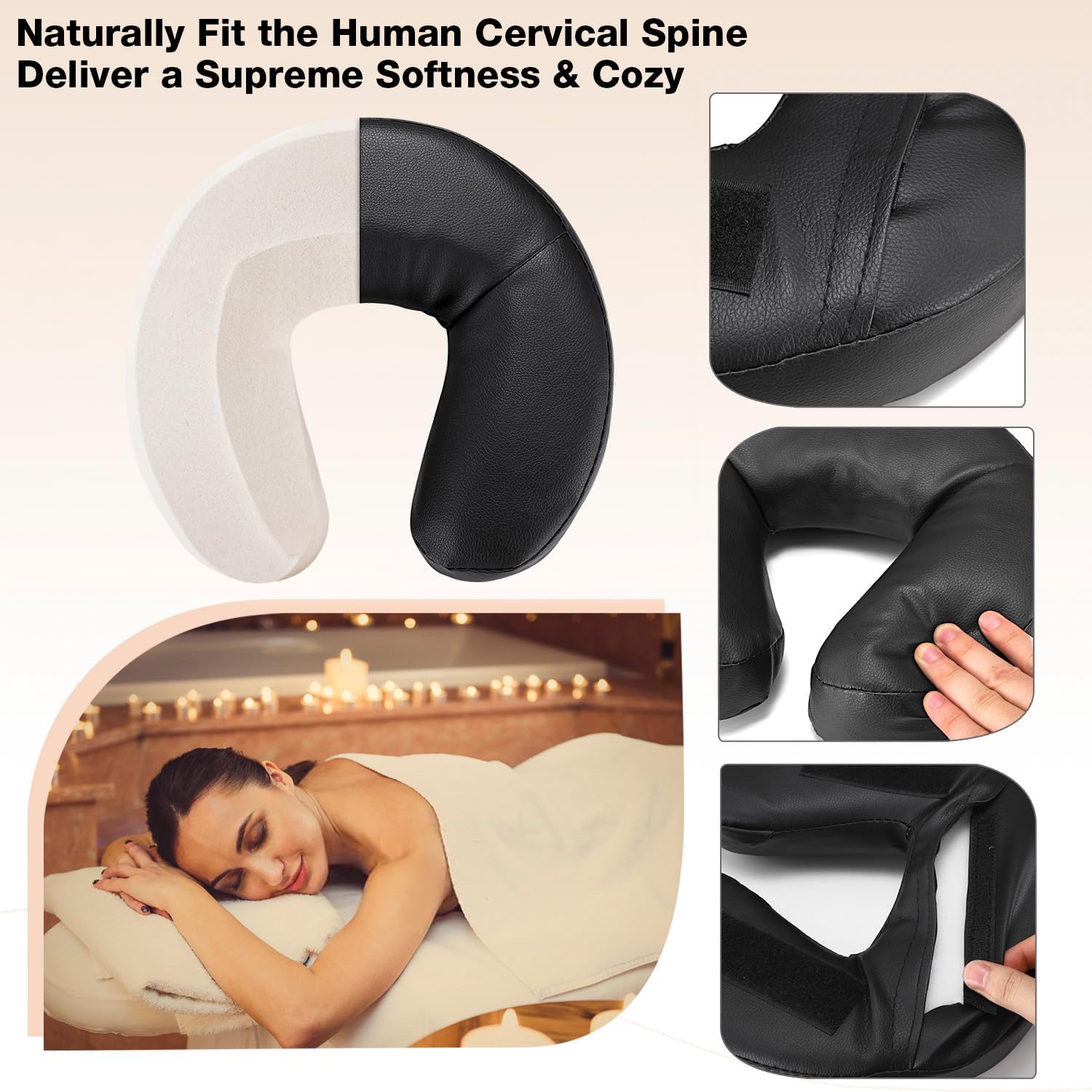 Universal Massage Table Face Cradle & Cushion, Multi-Angle | Adjustable Spa Bed Headrest & Face Pillow Support for