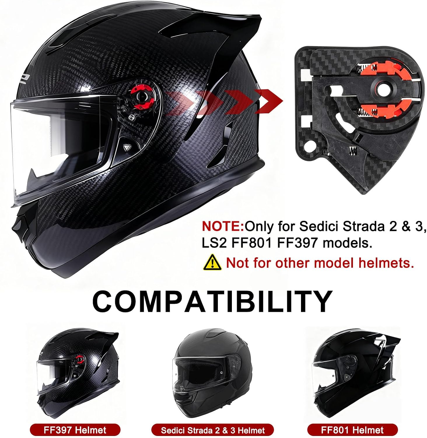 Strada 2 Strada 3 Visor Mechanism - PSLER Motorcycle Helmet Tinted Visor Base Plate Replacement for Sedici Strada 2