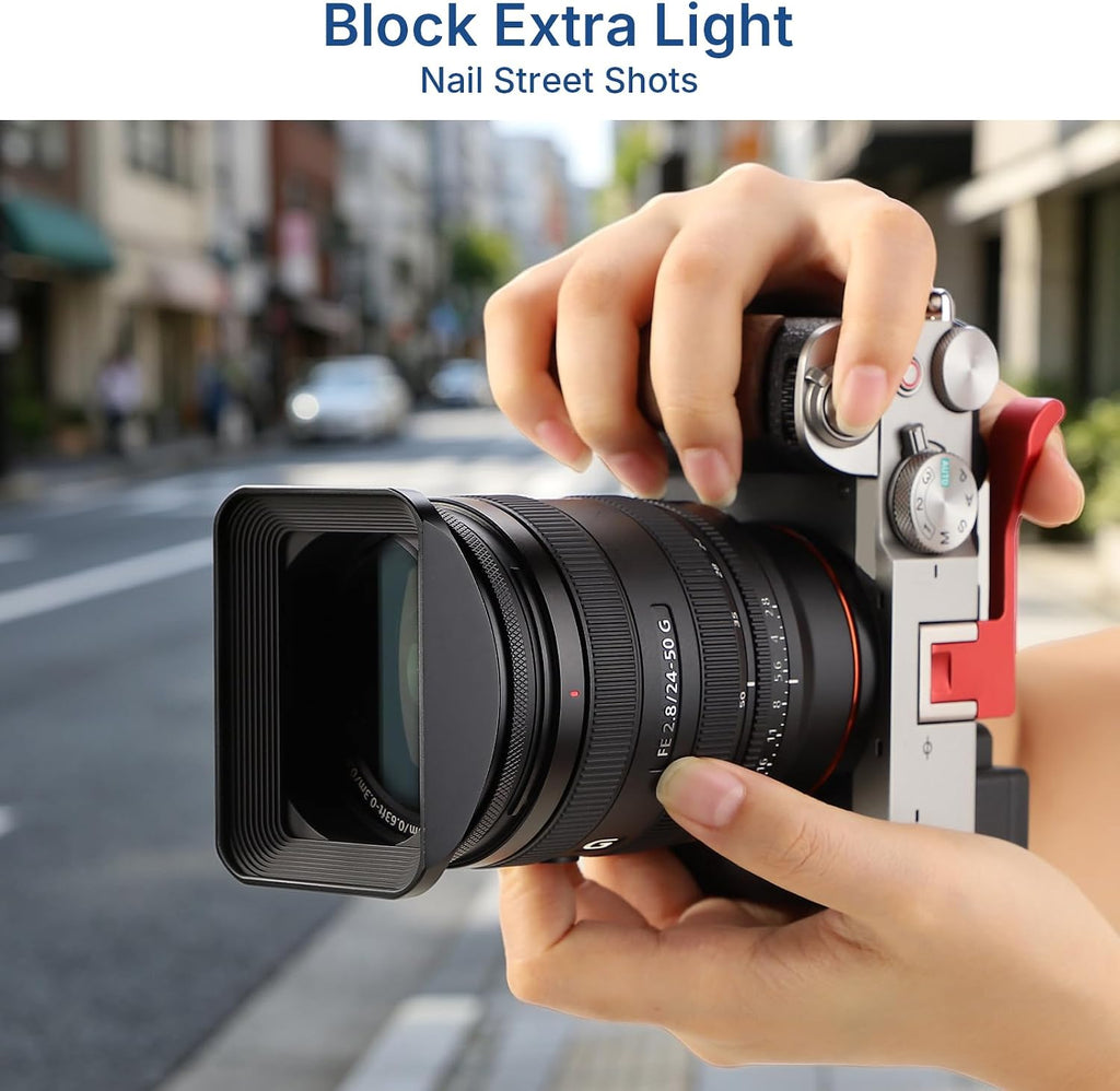 72mm Square Metal Screw-in Mount Lens Hood Shade with Cap for 72mm Canon Nikon Sony Leica Leitz Carl Zeiss