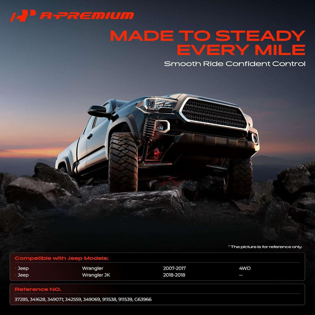 A-Premium Front and Rear Shock Absorbers, Set of 4 - Compatible with Jeep