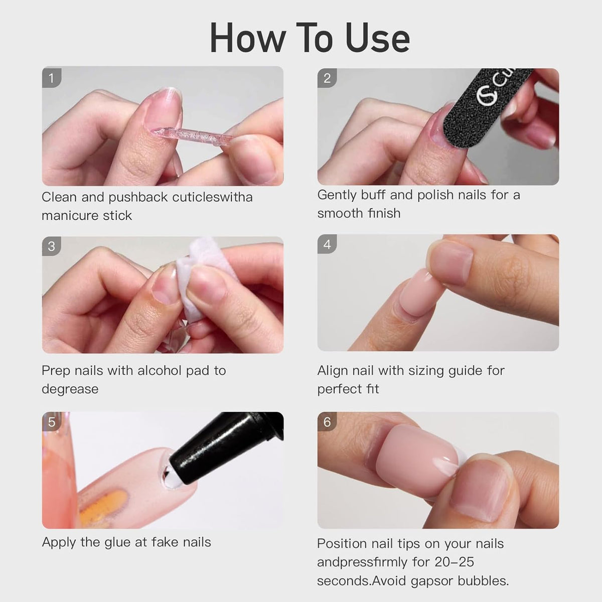 Medium Square French Tip Press On Nails, Porcelain White, Soft Gel