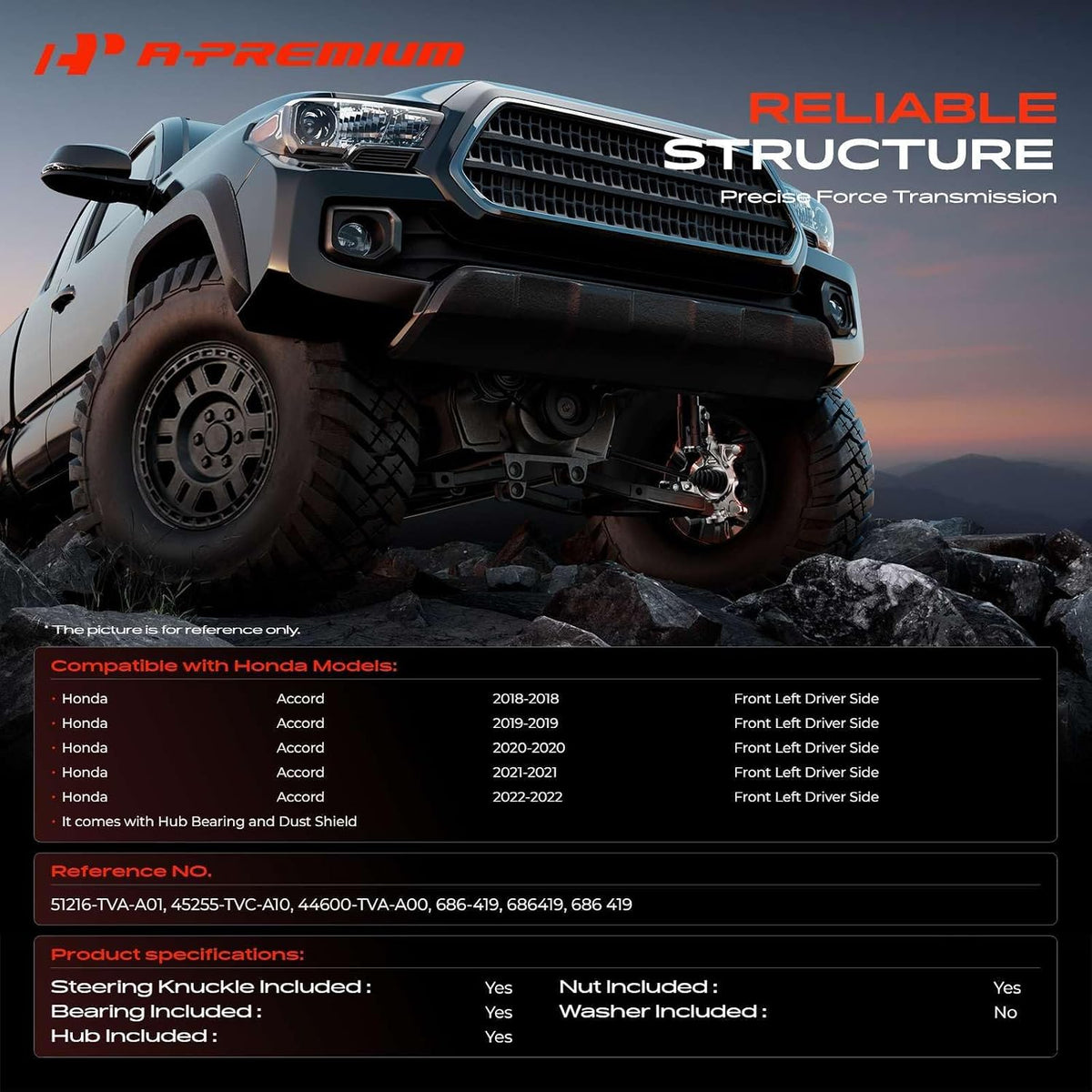 A-Premium Front Left Steering Knuckle & Wheel Bearing Hub Assembly