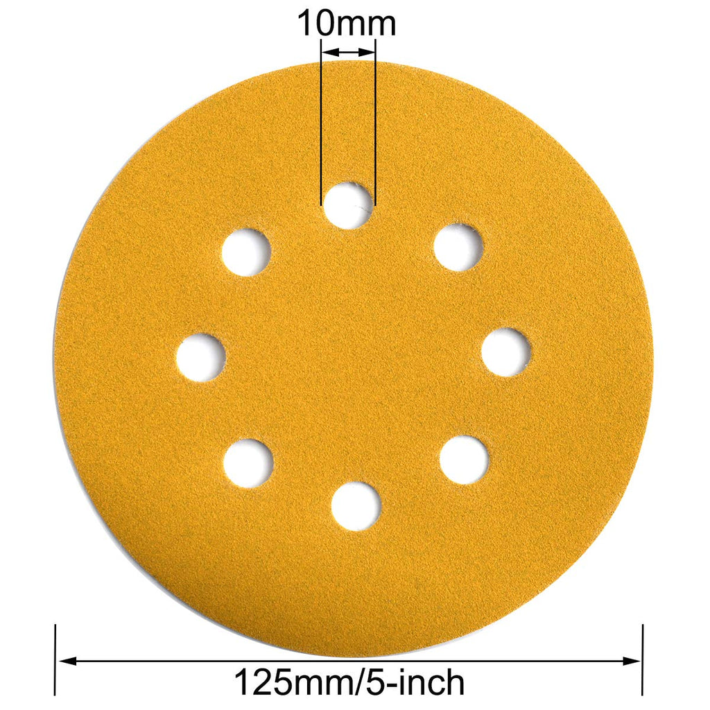 5-Inch 8-Hole Hook and Loop Sanding Discs 220-Grit, 100-Pack
