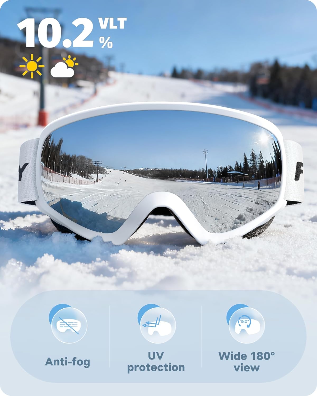 Kids Ski Goggles, Kids Snow Snowboard Goggles for Boys Girls Youth OTG