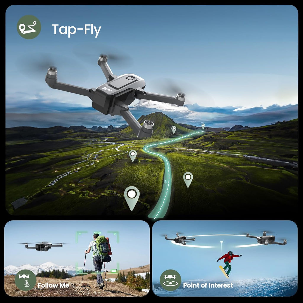 WF30 Foldable 4K Camera GPS Drone Adult Beginners Brushless Black | Affordable Starter Quadcopter Simple Stable 5G