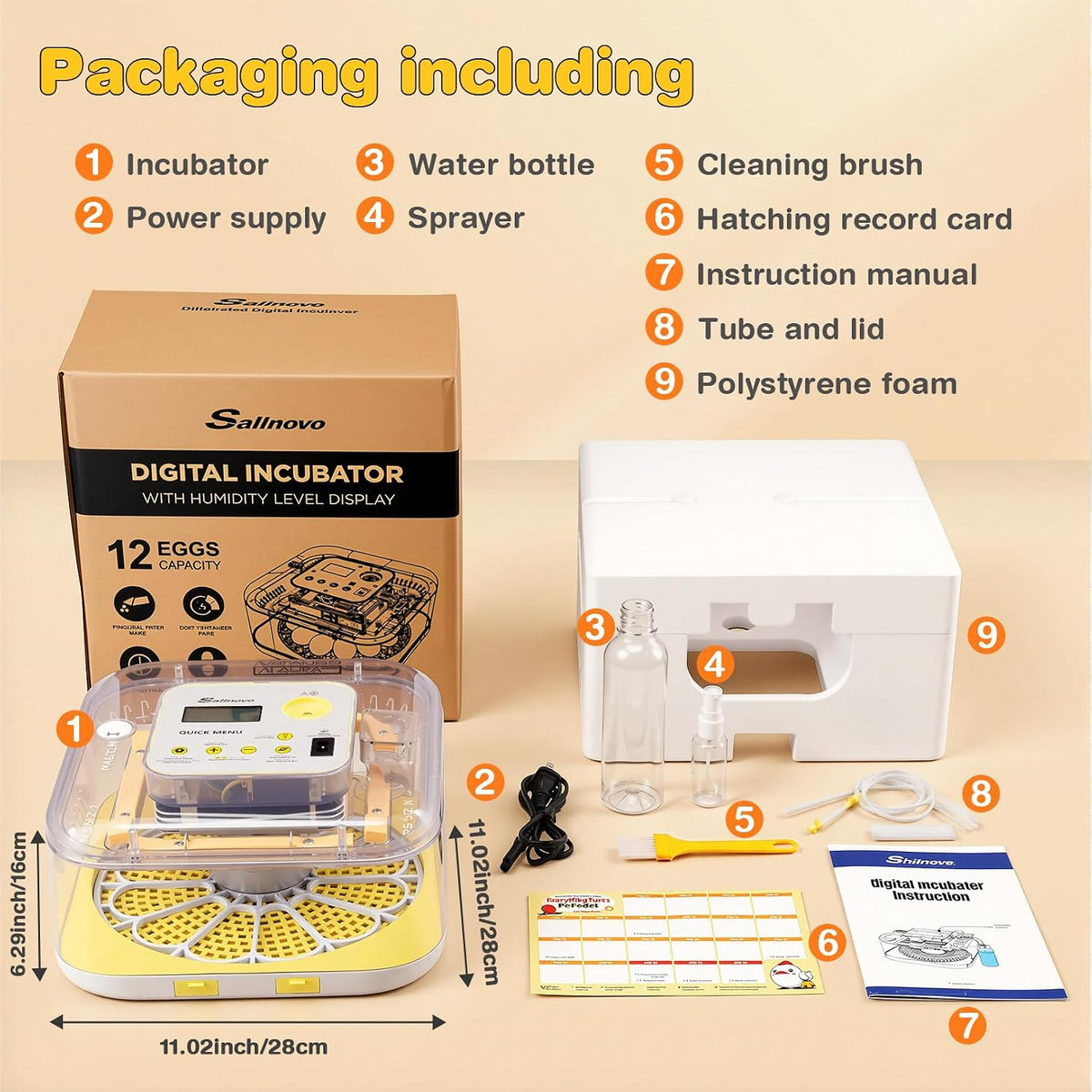 12 Egg Incubators for Hatching Egg with Auto Humidification