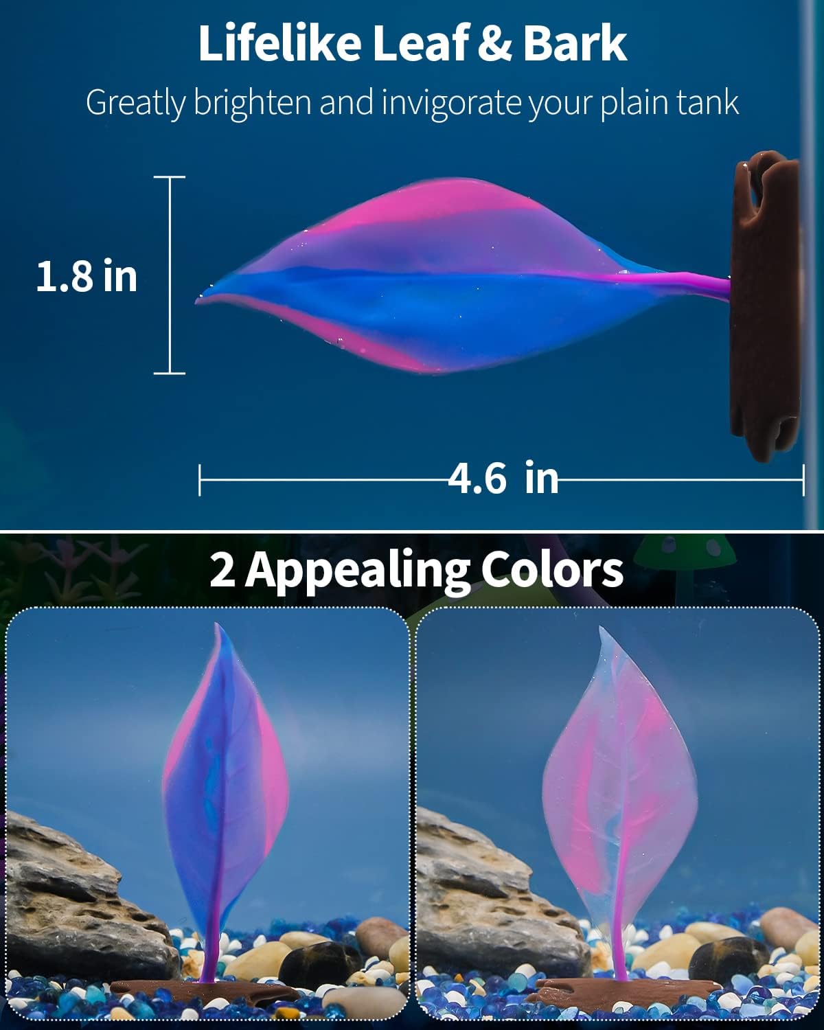 Betta Leaf Hammock Soft Aquarium Rest Bed Fish Breeding Playing Pad with Suction Cup and Lifelike Bark Ornament
