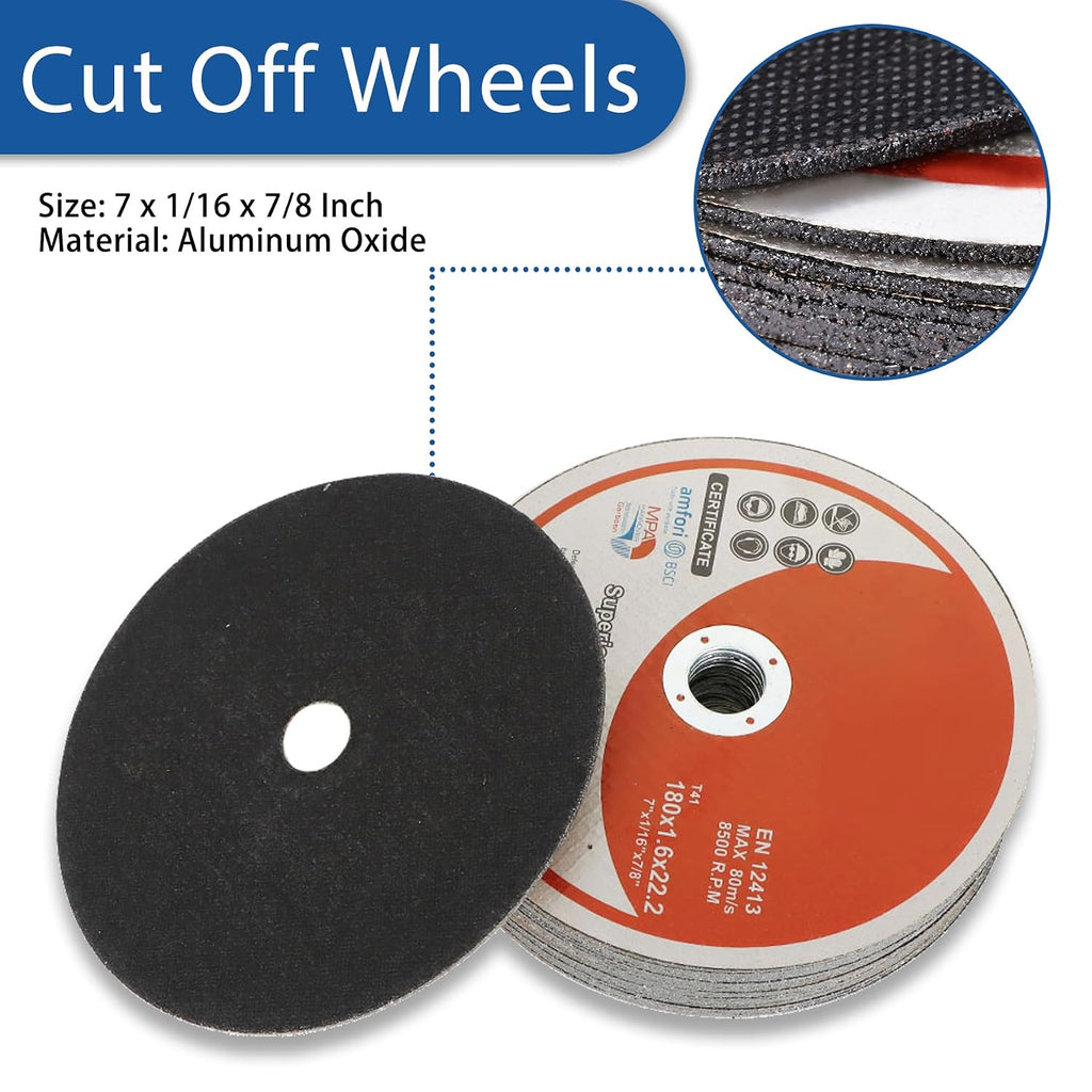 WFLNHB 50 Pack 7 Inch Cut Off Wheels 7 x 1/16 x 7/8 Inch