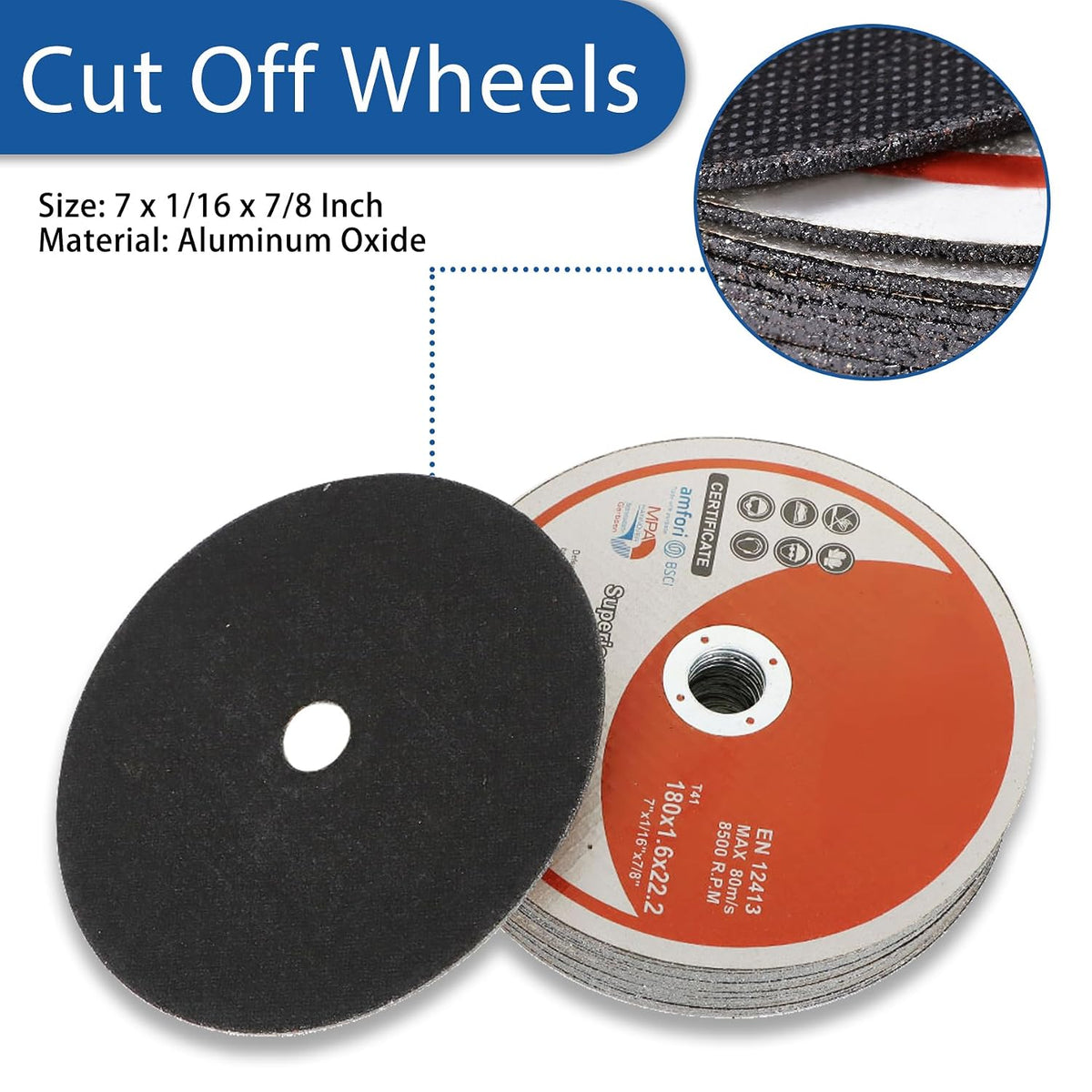 WFLNHB 50 Pack 7 Inch Cut Off Wheels 7 x 1/16 x 7/8 Inch