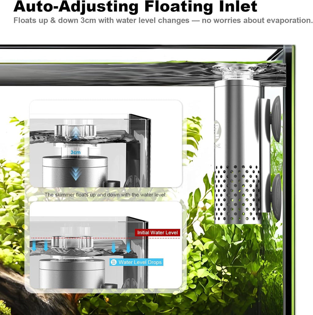 Aquarium Surface Skimmer with 4-Speed Controller for Planted Tanks