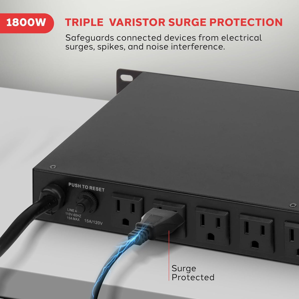 Pro 19'' Rack Mount 1800 Watt Power Conditioner with 8 Outlets