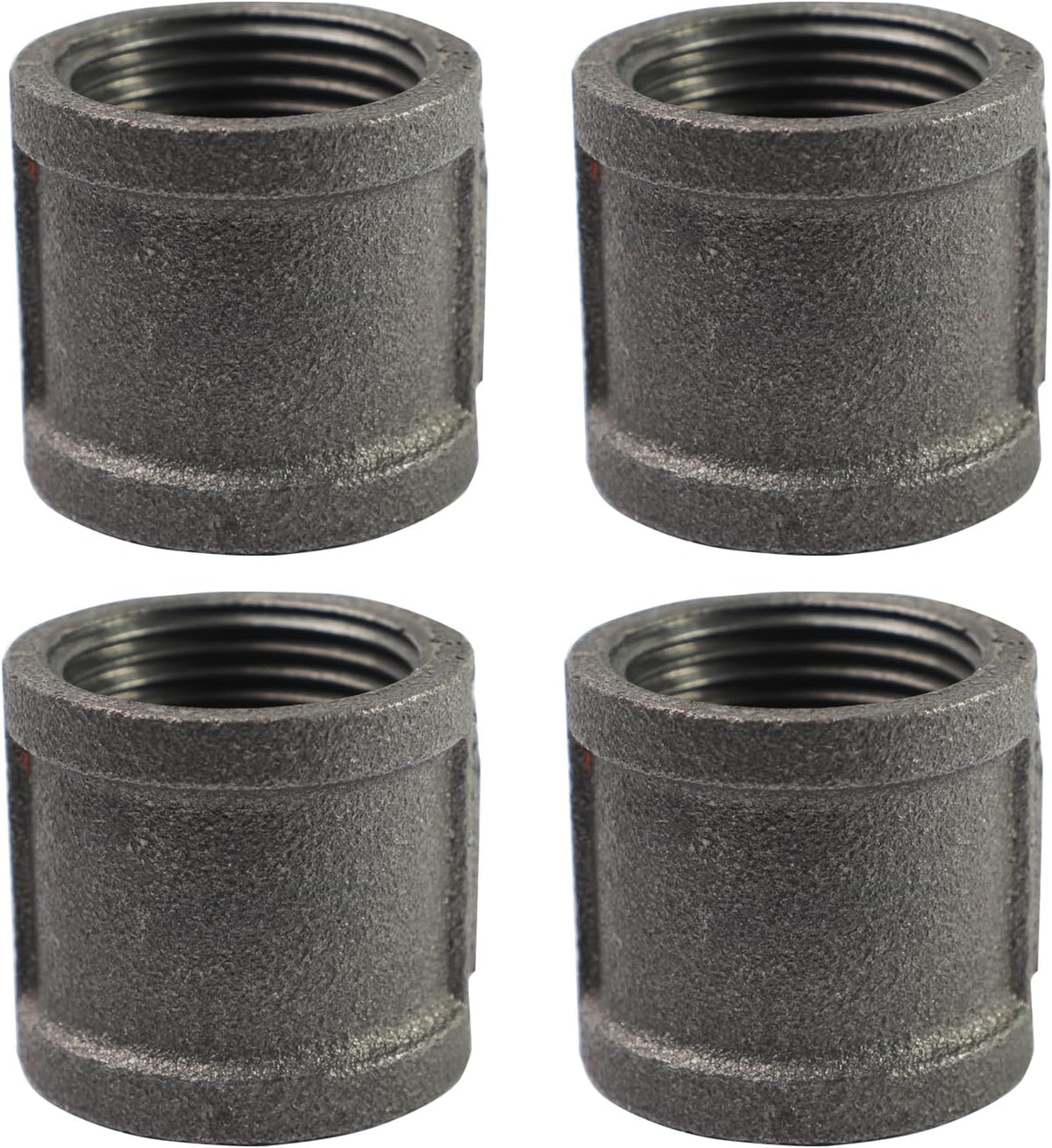 Black Cast Iron 3/4" Pipe Fitting Coupling, DIY Pipe Decor and Furniture(4 Pack)